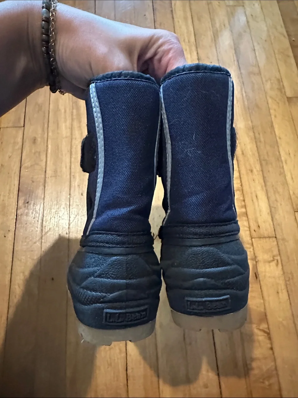 Kids Navy and Black LL Bean Winter Boots